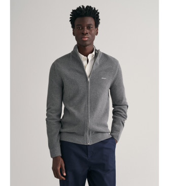 Gant para hombre. 8040524 Cárdigan con cremallera gris (S), Casual, Algodón, Manga larga