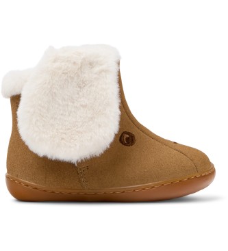 Camper unisex para niños. K900367-001 Botines de piel Twnis marrón (25), Plano, Ninguno, Casual, moda infantil