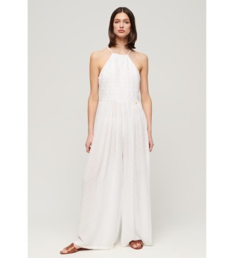 Superdry para mujer. W8011439A Mono bordado blanco (M), Casual, Viscosa, Sin mangas / Tirantes