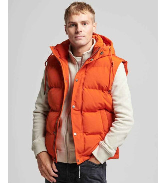 Superdry para hombre. M5011708A Chaleco acolchado con capucha Everest naranja (M), Casual, Sostenible, Nylon reciclado