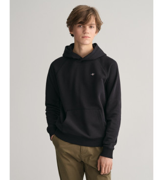 Gant unisex för barn. 906878 Shield hoodie svart (13/14años= 158/164cm), Casual, Bomull, barnmode