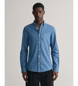Gant para hombre. 3000402 Camisa Slim Fit azul (M), Casual, Algodón, Manga larga