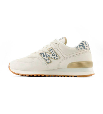 New Balance Para Mujer. WL574V2 Zapatillas De Piel 574 Blanco (39), Plano, Cordones, Casual-image