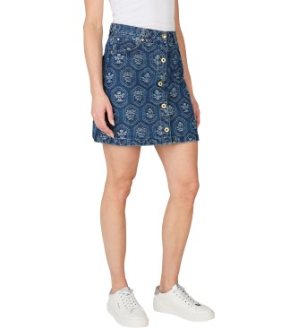 Pepe Jeans para mujer. PL901165 Falda Mini Hw Jacquard azul (S), Casual, Algodón, Sostenible