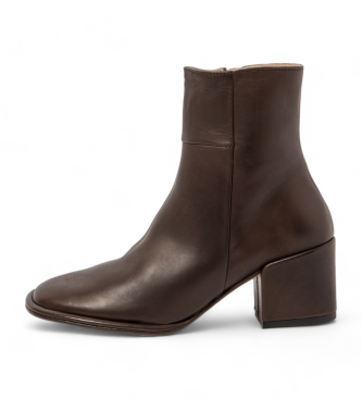 Neosens para mulher. 333741112003_012 Botins em pele castanha S3374 (39), Couro, Marrom, 5 a 8cm, Zíper, Casual
