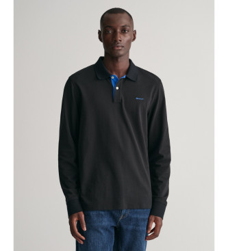 Gant para hombre. 2065004 Polo de piqué en contraste negro (L), Casual, Algodón, Manga larga