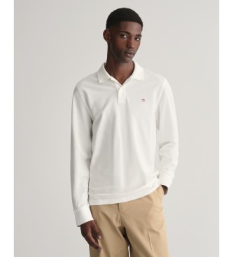 Gantvoor mannen. 2230 Shield poloshirt wit (L), Casual, Katoen, Lange mouwen