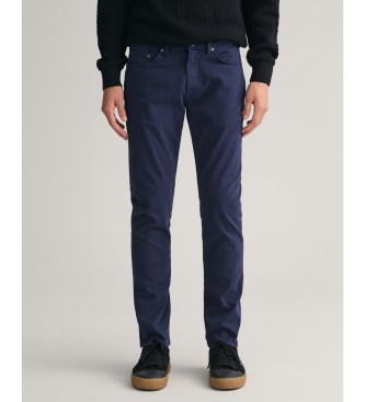 Gantvoor mannen. 1000262 Jeans Slim Fit Woestijn marine (38/34), Casual, Katoen, Duurzaam, Marineblauw