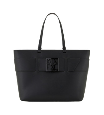 Armani Exchange para mujer. 9491270A87400020 Bolso Shopping Textura negro (OSFA), Casual, Poliéster