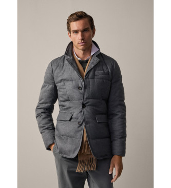Hackett Londonvoor mannen. HM403211 Grijs flanellen jack (XXL), Casual, Polyester
