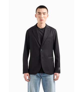 Blazer Cuello Solapa Negro (38), Casual, Poliéster