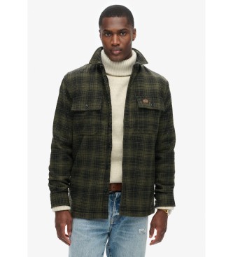 Superdry Sobrecamisa a cuadros de lana forrada de tejido polar verde