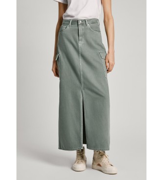 Pepe Jeans para mujer. PL901143 Falda Maxi Hw Clr verde (S), Casual, Denim, Algodón Orgánico, Sostenible