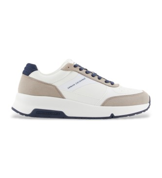 A|X Armani Exchange para hombre. XUX225XV862U198 Zapatillas logo blanco (40), Plano, Cordones, Casual