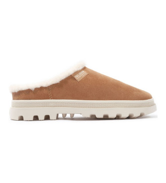 Palladiumunisex. 74337 Palladune Warme bruine pantoffels (37), Leer, Plat, Geen, Homewear