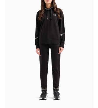 EA7 para mujer. 8NTV52_TJTXZ Chándal de algodón elástico con detalle de cinta con logotipo negro (XS), Casual, Deportivo, Multideporte