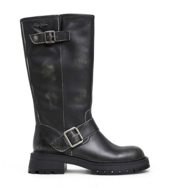 Pepe Jeans para mujer. PLS50566 Botas de Piel Kane Warm negro (39), 3 a 5cm, Ninguno, Casual