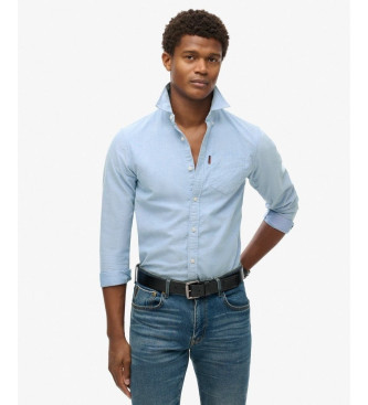 Superdry para hombre. M4010653A Camisa Oxford de manga larga Azul (XXL), Casual, Clásico, Algodón Orgánico, Sostenible