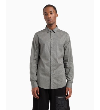 Armani Exchange para hombre. 6DZC25ZNEAZ55KF Camisa Slim Fit De Popelín De Algodón Elástico Gris (XL), Casual, Manga larga