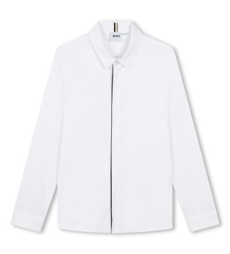 BOSS para niño. J51132 Camisa de manga larga blanco (16años= 174cm), Casual, moda infantil