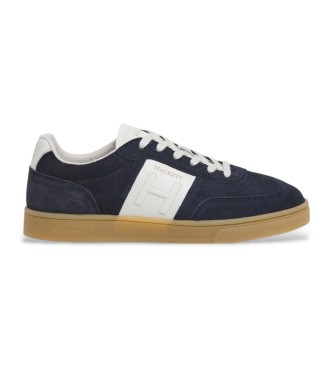 Hackett London para hombre. HMS21463 Zapatillas de piel Harper Heritage marino (42), Plano, Cordones, Casual