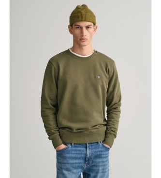 Gant para hombre. 2006065 Sudadera Shield de cuello redondo verde (L), Casual, Algodón