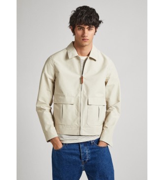 Pepe Jeans para hombre. PM402967 Chaqueta Valmo beige (M), Casual, Poliéster, Manga larga