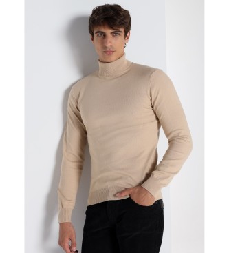 Lois Jeans para hombre. 171513125 Jersey basico con cuello cisne beige (XL), Blanco, Casual, Algodón, Manga larga