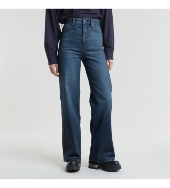 G-Starvoor vrouwen. D25276-D775-G762 Jeans Deck 2.0 Hoog Losse Opgestikte Zak Blauw (26/32), Casual, Katoen, Denim