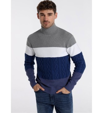 Six Valvesvoor mannen. 570061104 Pullover - Boxkraag (L), Casual, Veelkleurig, Katoen, Lange mouwen