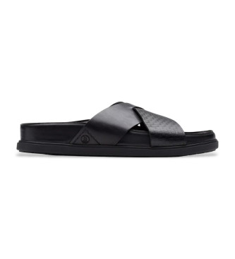 Clarks para hombre. 26181382 Sandalias de piel Torford Cross negro (43), Plano, Ninguno, Casual