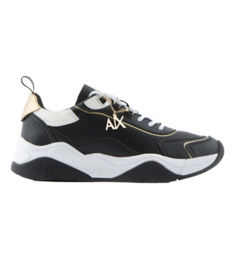 Armani Exchangevoor vrouwen. XDX104XV580S038 Zwarte gladleren sneakers (36), Leer, Plat, Veters, Casual