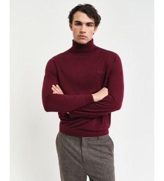 Gantvoor mannen. 8050207 Extra fijne merinowollen coltrui kastanjebruin (S), Casual, Granaatappel