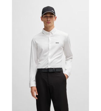 BOSS para hombre. 50540988 Camisa Biador blanco (M), Casual, Algodón, Manga larga