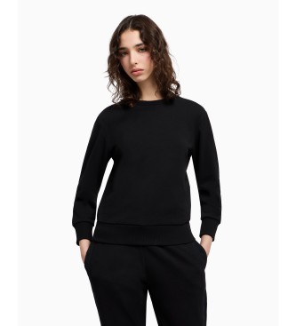 Armani Exchange para mujer. XW000499AF12804UC001 Sudadera con cuello redondo negro (M), Casual, Deportivo, Algodón, Multideporte
