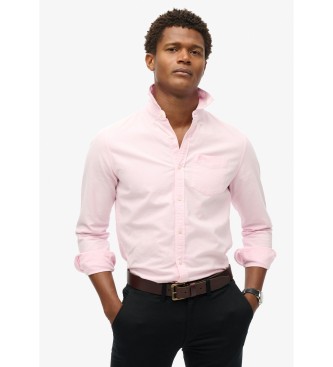 Superdryvoor mannen. M4010653A Oxford overhemd met roze mouw (XXL), Casual, Katoen, Lange mouwen
