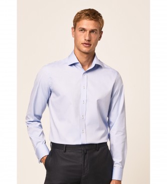 Hackett Londonvoor mannen. HM308676 Pinpoint DC Shirt lichtblauw (180), Casual, Katoen, Lange mouwen