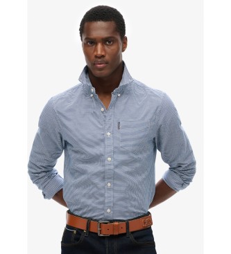 Superdryvoor mannen. M4010991A Essentials Oxford overhemd met lange mouwen blauw (XXL), Casual, Katoen, Korte mouwen
