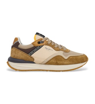 Pepe Jeansvoor mannen. PMS60041 Buster Pro Combi leren sportschoenen bruin (42), Plat, Veters, Casual