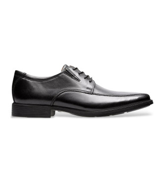 Clarks para hombre. 26110310 Zapatos de piel Tilden Walk negro (44), Plano, Cordones, Casual, Clásico