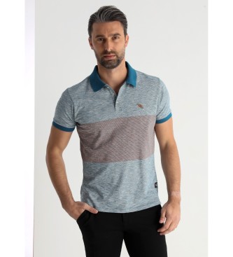 Victorio & Lucchino, V&Lvoor mannen. 630157080 Blauw jacquard geweven poloshirt met korte mouwen (S), Casual, Katoen