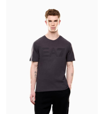 EA7voor mannen. 7M000149_AF14772 Logo Series gebreid biologisch katoenen T-shirt met korte mouwen grijs (S), Casual