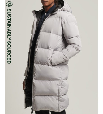 Superdryvoor mannen. M5011180A Lange grijze gewatteerde jas (XL), Casual, Grijs, Polyester