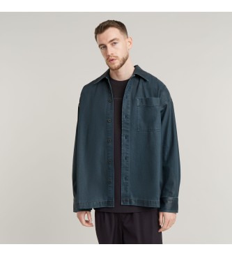 G-Starvoor mannen. D23007-D300-G837 Overhemd Boxy Fit marine (M), Casual, Katoen, Lange mouwen, Marineblauw