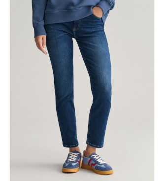 Gantvoor vrouwen. 4100196 Navy Slim Fit Enkel Jeans (31), Blauw, Casual, Katoen, Denim