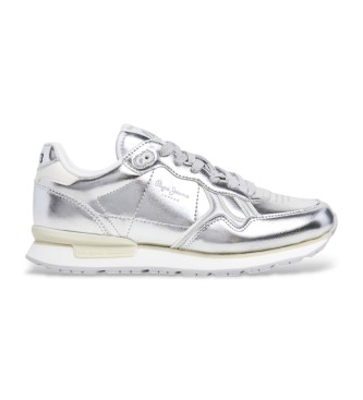 Pepe Jeansvoor vrouwen. PLS40043 Zilveren Brit-trainers (41), Plat, Veters, Casual