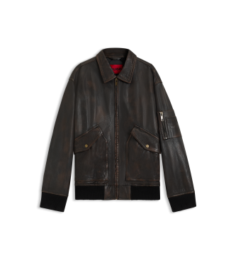 HUGO para hombre. 50541865 Chaqueta Laviat marrón (S), Casual, Piel