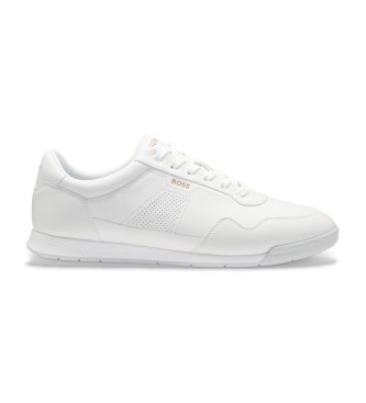 BOSS para hombre. 50548658 Zapatillas de piel Nitan blanco (41), Plano, Casual, Manga corta