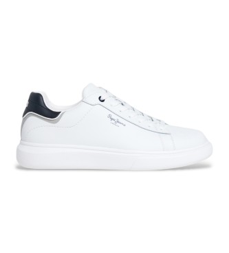 Pepe Jeans para hombre. PMS00044 Zapatillas de piel Eaton One blanco (42), Plano, Cordones, Casual
