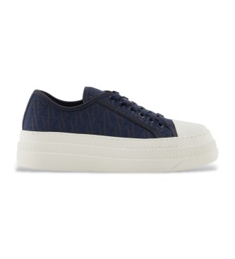 Armani Exchangevoor vrouwen. XDX180XV931N151 Trainers met navy plateau (37), 3 tot 5 cm, Veters, Casual, Marineblauw